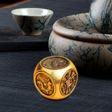 Maxbell Chinese Brass Miniature Decoration 6 Sided Carved Ornaments Collectible Size S