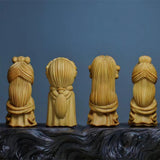 Maxbell Carved Four Beauties Ornament Decorations Cute for Display Sculpture Gifts