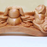 Maxbell Wood Small Bunny Figurine Animal Sculpture for Table Spring Festival