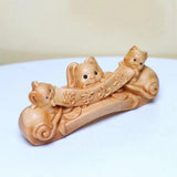 Maxbell Wood Small Bunny Figurine Animal Sculpture for Table Spring Festival