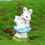 Maxbell 4x Lovely Rabbit Statue DIY Handmade for Fairy Garden Decoration