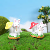 Maxbell 4x Lovely Rabbit Statue DIY Handmade for Fairy Garden Decoration