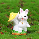 Maxbell 4x Lovely Rabbit Statue DIY Handmade for Fairy Garden Decoration