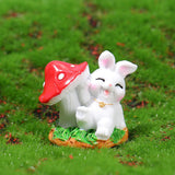 Maxbell 4x Lovely Rabbit Statue DIY Handmade for Fairy Garden Decoration