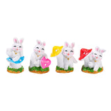 Maxbell 4x Lovely Rabbit Statue DIY Handmade for Fairy Garden Decoration