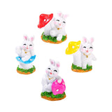 Maxbell 4x Lovely Rabbit Statue DIY Handmade for Fairy Garden Decoration