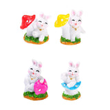 Maxbell 4x Lovely Rabbit Statue DIY Handmade for Fairy Garden Decoration