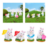 Maxbell 4x Lovely Rabbit Statue DIY Handmade for Fairy Garden Decoration