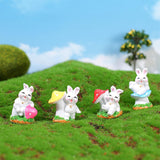 Maxbell 4x Lovely Rabbit Statue DIY Handmade for Fairy Garden Decoration