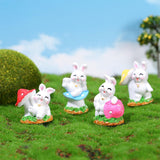 Maxbell 4x Lovely Rabbit Statue DIY Handmade for Fairy Garden Decoration