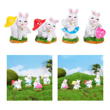 Maxbell 4x Lovely Rabbit Statue DIY Handmade for Fairy Garden Decoration