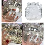 Maxbell Clear Lucky Cat Piggy Bank Ornaments Saving Money Box Glass for party