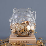 Maxbell Clear Lucky Cat Piggy Bank Ornaments Saving Money Box Glass for party