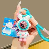 Maxbell Cartoon Keyring Car Key Delicate Space Robot for Gifts Decorations Pink
