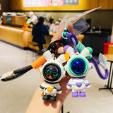 Maxbell Cartoon Keyring Car Key Delicate Space Robot for Gifts Decorations Black