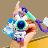 Maxbell Cartoon Keyring Car Key Delicate Space Robot for Gifts Decorations Violet
