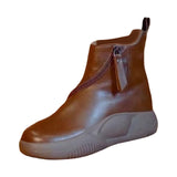 Maxbell Comfortable Short Boots Women Shoes Ankle Boots with Zipper for Women Gifts 6 Brown