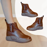 Maxbell Comfortable Short Boots Women Shoes Ankle Boots with Zipper for Women Gifts 6 Brown
