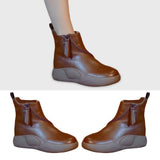 Maxbell Comfortable Short Boots Women Shoes Ankle Boots with Zipper for Women Gifts 6 Brown