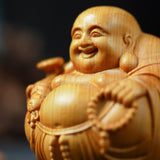 Maxbell Wood Buddha Statue Sculpture Figurine for Home Decoration Housewarming Gift