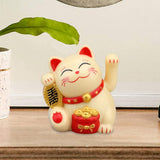Maxbell Lovely Cat with Waving Arm Animal Figures for Living Room Table Decoration Yellow