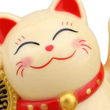 Maxbell Lovely Cat with Waving Arm Animal Figures for Living Room Table Decoration Yellow