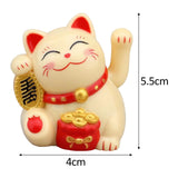 Maxbell Lovely Cat with Waving Arm Animal Figures for Living Room Table Decoration Yellow
