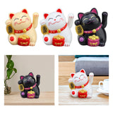 Maxbell Lovely Cat with Waving Arm Animal Figures for Living Room Table Decoration Yellow