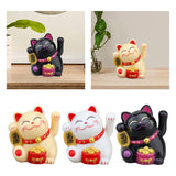 Maxbell Lovely Cat with Waving Arm Animal Figures for Living Room Table Decoration Yellow
