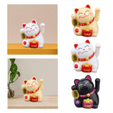 Maxbell Lovely Cat with Waving Arm Animal Figures for Living Room Table Decoration Yellow