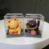 Maxbell Lovely Cat with Waving Arm Animal Figures for Living Room Table Decoration Yellow