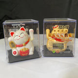 Maxbell Lovely Cat with Waving Arm Animal Figures for Living Room Table Decoration Yellow