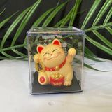 Maxbell Lovely Cat with Waving Arm Animal Figures for Living Room Table Decoration Yellow