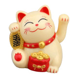Maxbell Lovely Cat with Waving Arm Animal Figures for Living Room Table Decoration Yellow