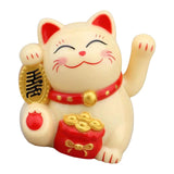 Maxbell Lovely Cat with Waving Arm Animal Figures for Living Room Table Decoration Yellow