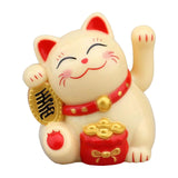 Maxbell Lovely Cat with Waving Arm Animal Figures for Living Room Table Decoration Yellow