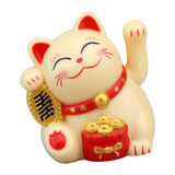 Maxbell Lovely Cat with Waving Arm Animal Figures for Living Room Table Decoration Yellow