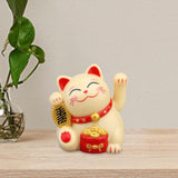 Maxbell Lovely Cat with Waving Arm Animal Figures for Living Room Table Decoration Yellow