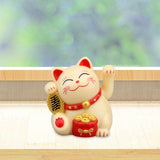 Maxbell Lovely Cat with Waving Arm Animal Figures for Living Room Table Decoration Yellow