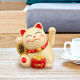 Maxbell Lovely Cat with Waving Arm Animal Figures for Living Room Table Decoration Yellow