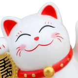 Maxbell Lovely Cat with Waving Arm Animal Figures for Living Room Table Decoration White