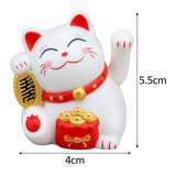 Maxbell Lovely Cat with Waving Arm Animal Figures for Living Room Table Decoration White