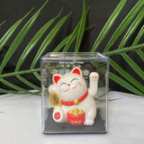 Maxbell Lovely Cat with Waving Arm Animal Figures for Living Room Table Decoration White