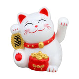 Maxbell Lovely Cat with Waving Arm Animal Figures for Living Room Table Decoration White