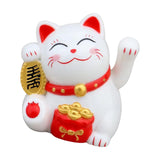 Maxbell Lovely Cat with Waving Arm Animal Figures for Living Room Table Decoration White