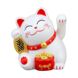 Maxbell Lovely Cat with Waving Arm Animal Figures for Living Room Table Decoration White