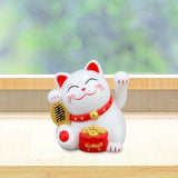 Maxbell Lovely Cat with Waving Arm Animal Figures for Living Room Table Decoration White