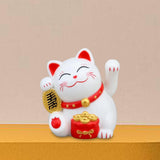 Maxbell Lovely Cat with Waving Arm Animal Figures for Living Room Table Decoration White