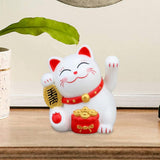 Maxbell Lovely Cat with Waving Arm Animal Figures for Living Room Table Decoration White