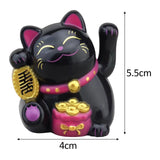 Maxbell Lovely Cat with Waving Arm Animal Figures for Living Room Table Decoration Black